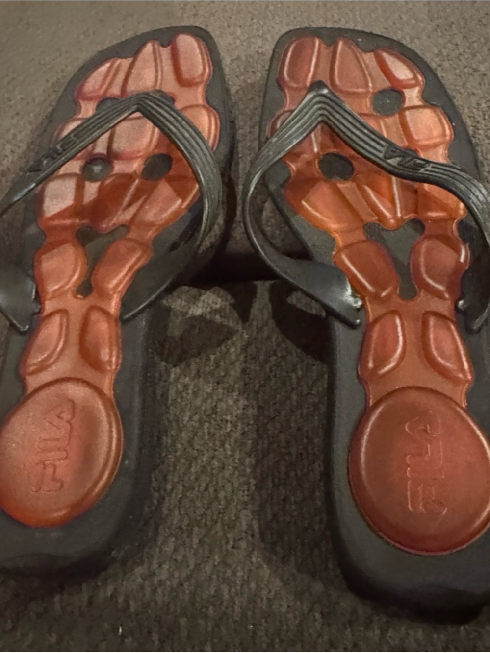 Fila Women's Black Strappy Sandals with Brown Footbed